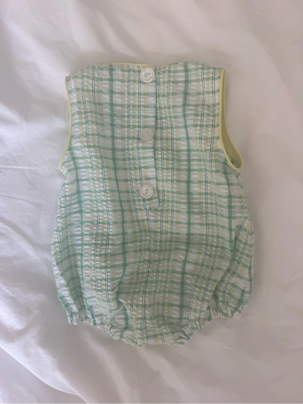 The Beaufort Bonnet Company Green and Yellow Plaid Baby Bubble One-Piece